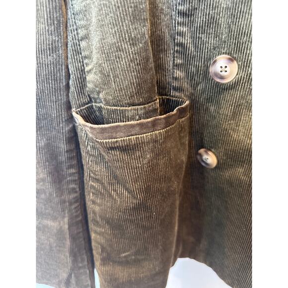 PAIGE Hollie Double Breasted Corduroy Blazer Brushed Olive Green Velour Women XL - Picture 4 of 10